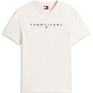 Tommy Jeans - Shirt - Lichtbeige - Ronde Hals - Kwartmouw
