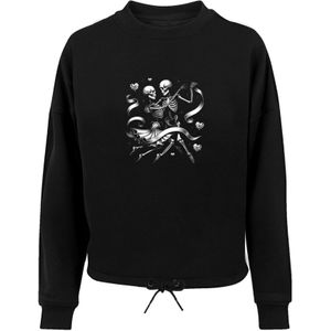 F4NT4STIC Sweatshirt 'Skelettpaar tanzt mit Band'  zwart / wit