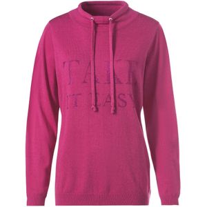 heine - Gebreide Trui - Fuchsia - Lange Mouwen - Staande Kraag