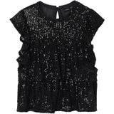 NAME IT - Top - Zwart - Pailletten - Normale Pasvorm - Knoopsluiting - Ronde Hals