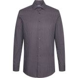 SEIDENSTICKER - Zakelijk Overhemd - Blauw - Cognac - Offwhite - Slim Fit - Lange Mouw