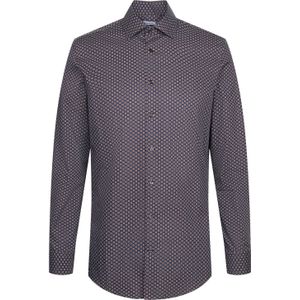 SEIDENSTICKER - Zakelijk Overhemd - Blauw - Cognac - Offwhite - Slim Fit - Lange Mouw