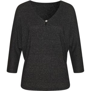 Driekwartbroek - Zwart - Viscosekwaliteit - Sierknoop