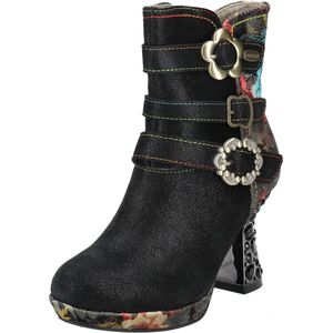 Laura Vita Enkellaarsjes  lichtblauw / kaki / knalrood / zwart