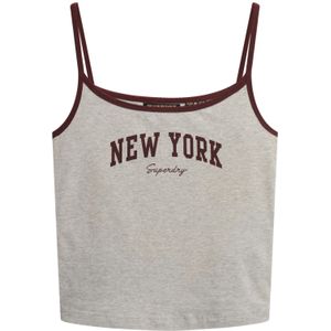 Superdry Top 'Essentials'  lichtgrijs / wijnrood