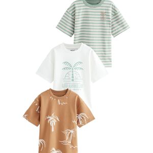 Next Shirt  bruin / groen / wit