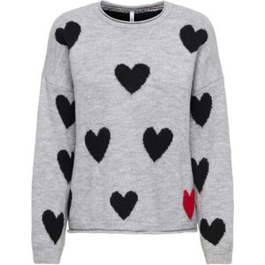 ONLY Trui 'ONLJADE'  lichtgrijs / rood / zwart