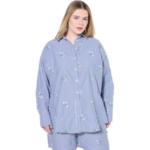 Studio Untold Blouse  lichtblauw / groen / wit