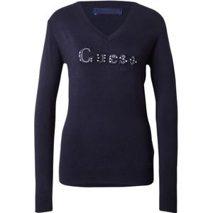 GUESS - KENZIE - Trui - Navy - V-hals - Lange Mouw - Geribbelde Kraag