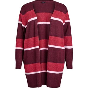 Zizzi Gebreid vest 'Sunny'  rood / bordeaux / wit