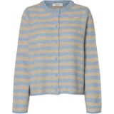 SELECTED Gebreid vest 'SLFLULU'  sand / lichtblauw