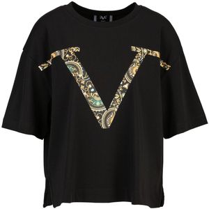 19V69 ITALIA Shirt 'Petonia New Baroque'  honing / smaragd / zwart / wit