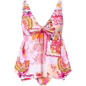 Ulla Popken Tankini  navy / geel / lichtroze / wit