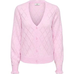 JDY - Vest - Gebreid - V-Hals - Lange Mouwen - Knoopsluiting - Ruches
