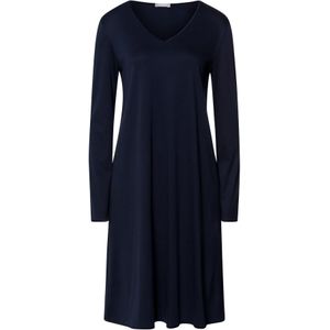 Hanro - Nachthemd - Donkerblauw - Katoen - Lange Mouw - Knielengte