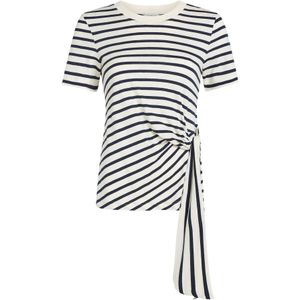 TOMMY HILFIGER - Shirt - Navy/Wit - Slanke Pasvorm - Kwartmouw