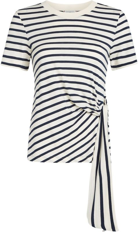 TOMMY HILFIGER - Shirt - Navy/Wit - Slanke Pasvorm - Kwartmouw