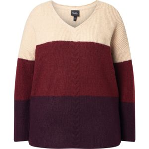Ulla Popken Trui  ecru / wijnrood / robijnrood
