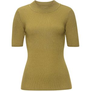 Lascana - Gebreide Trui - Mosgroen - Korte Mouwen - Figuuraccentuerend