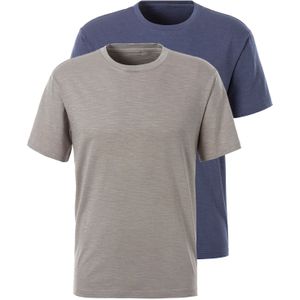 Gestructureerde Katoenen T-shirt - Blauw/grijs - 2-delige Spaarverpakking