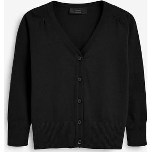 Next - Gebreid Vest - Zwart - V-hals - Knoopsluiting