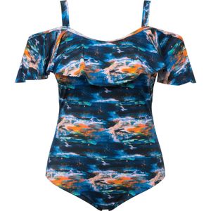 Ulla Popken Badpak  marine / groen / lila / oranje