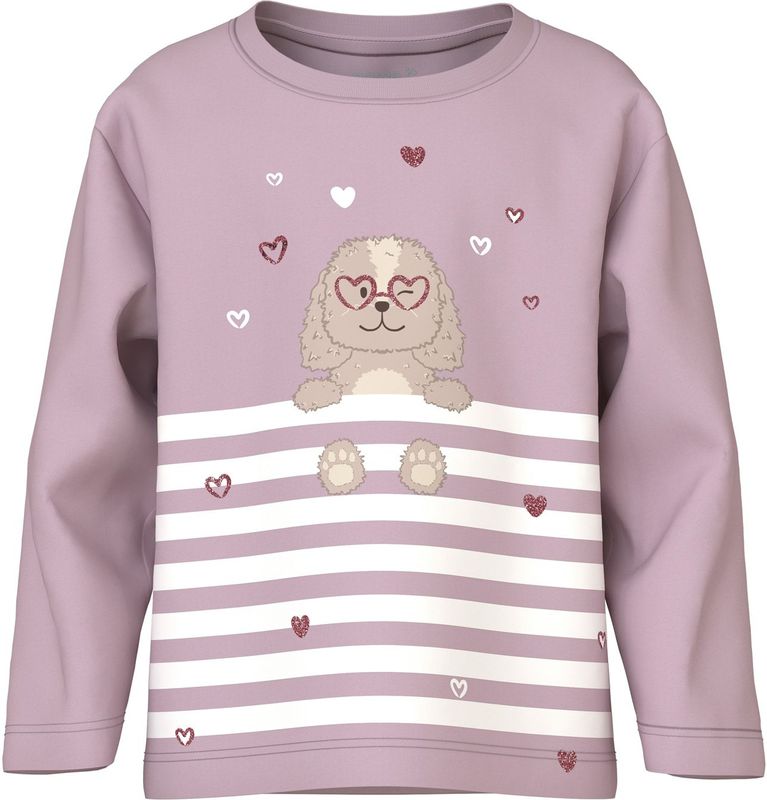 NAME IT Shirt 'NMFVALIANE'  grijs / eosine / wit