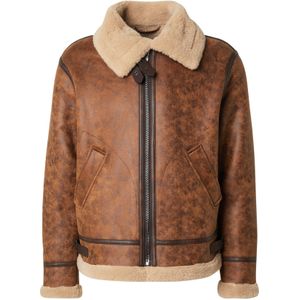 Joop Jeans - SAWYER - Imitatieleren Jack - Medium Beige - Met Ronde Hals