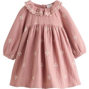 Next - Jurk - Crème - Bloemenprint - Lange Mouw - Knoopsluiting