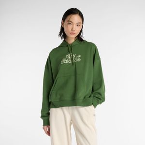New Balance - Flower Hoodie - Dames Hoodie - Groen - Katoen Jersey