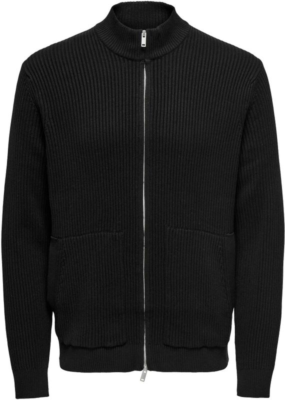 Onslaw - Gebreid Vest - Hoge Hals - Lange Mouwen - Ritssluiting - Regular Fit