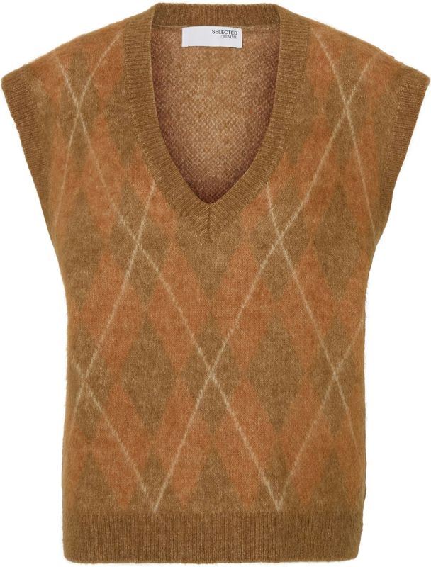 SELECTED Trui 'SLFLULU'  cognac / lichtbruin / wit