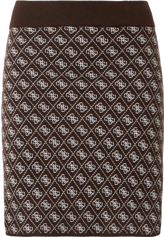 GUESS - AUBREY - Rok - Ecru - Chocoladebruin - Minirok