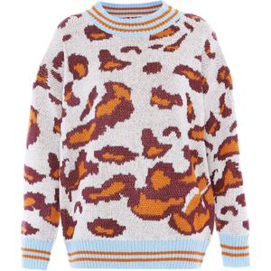 Sookie Trui  lichtblauw / oranje / bordeaux / wolwit