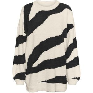 Noisy may - NMHeidi - Trui - Lichtbeige / Zwart - Dierenprint