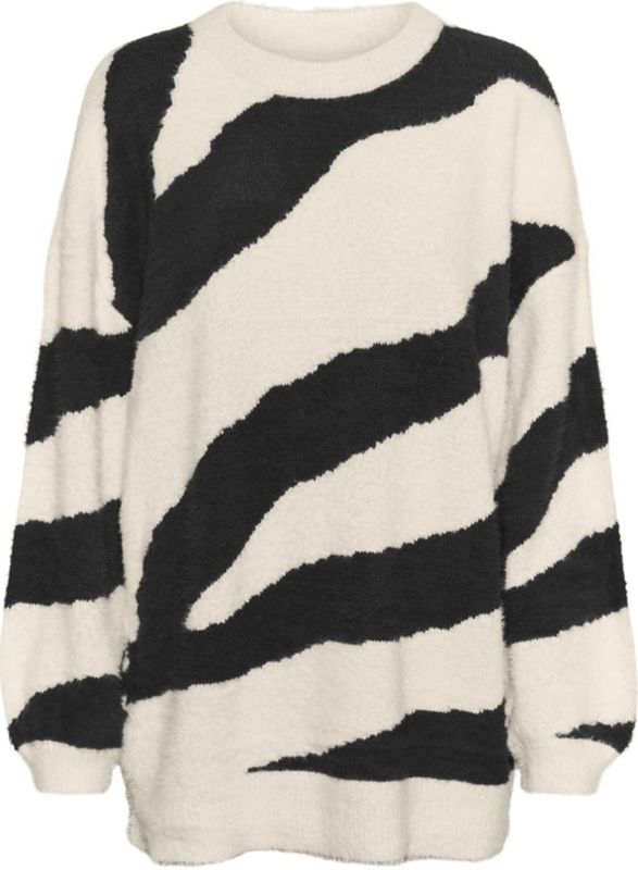 Noisy may - NMHeidi - Trui - Lichtbeige / Zwart - Dierenprint