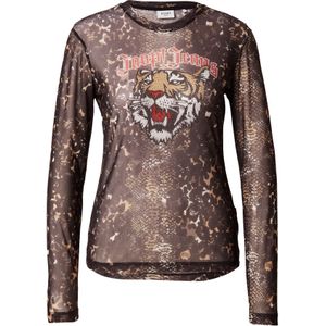 JOOP! Jeans Shirt 'Tulipa'  beige / chocoladebruin / rood / wit