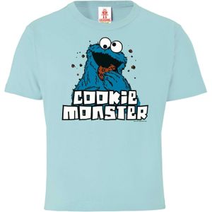 LOGOSHIRT Shirt 'Krümelmonster'  turquoise / lichtblauw / zwart / wit