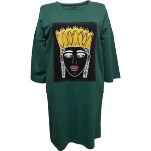 RADADA Oversized jurk 'PAITING'  donkergroen