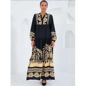 Bigdart Jurk  mosterd / antraciet