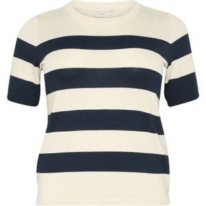 KAFFE CURVE Trui 'KC Malia'  navy / wit