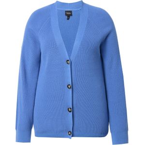 Ulla Popken - Cardigan - Blauw - Met Grote Knopen - Voor Dames - Grote Maten