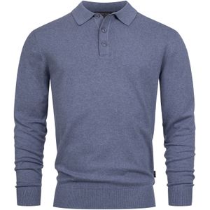 INDICODE JEANS - Chips - Trui - Donkerblauw - Polokraag, Knoopsluiting, Knitwear