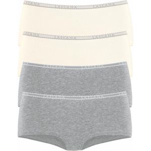 Lascana - Hipster - Grijs mêlee/Crème - Elastische Katoenkwaliteit - Set van 4