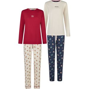 Happy Shorts Pyjama ' Christmas '  donkerblauw / bordeaux / offwhite