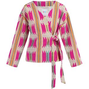 IZIA Gebreid vest  lichtbeige / turquoise / donkergeel / magenta