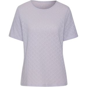 Vivance - Shirt - Lichtblauw - Korte Mouwen - Ajourpatroon - Zachte Katoenkwaliteit