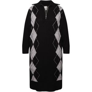 Ulla Popken Gebreide jurk  grijs / zwart