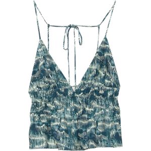 Pull&Bear Top  cyaan blauw / duifblauw / wit