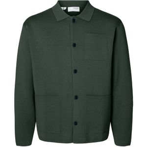 SELECTED Gebreid vest 'SLHMIKE'  donkergroen